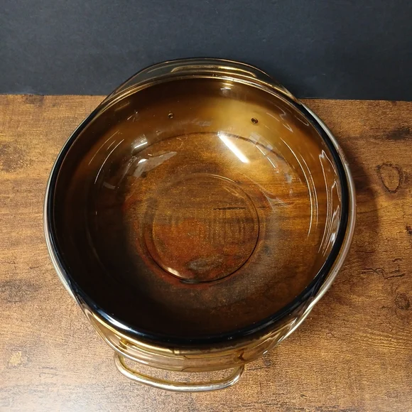 Vintage Pyrex 024 2L Amber Brown Glass Bowl Casserole Dish w/624-C Lid & Carrier - Picture 6 of 13